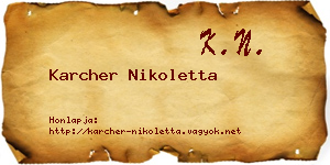 Karcher Nikoletta névjegykártya